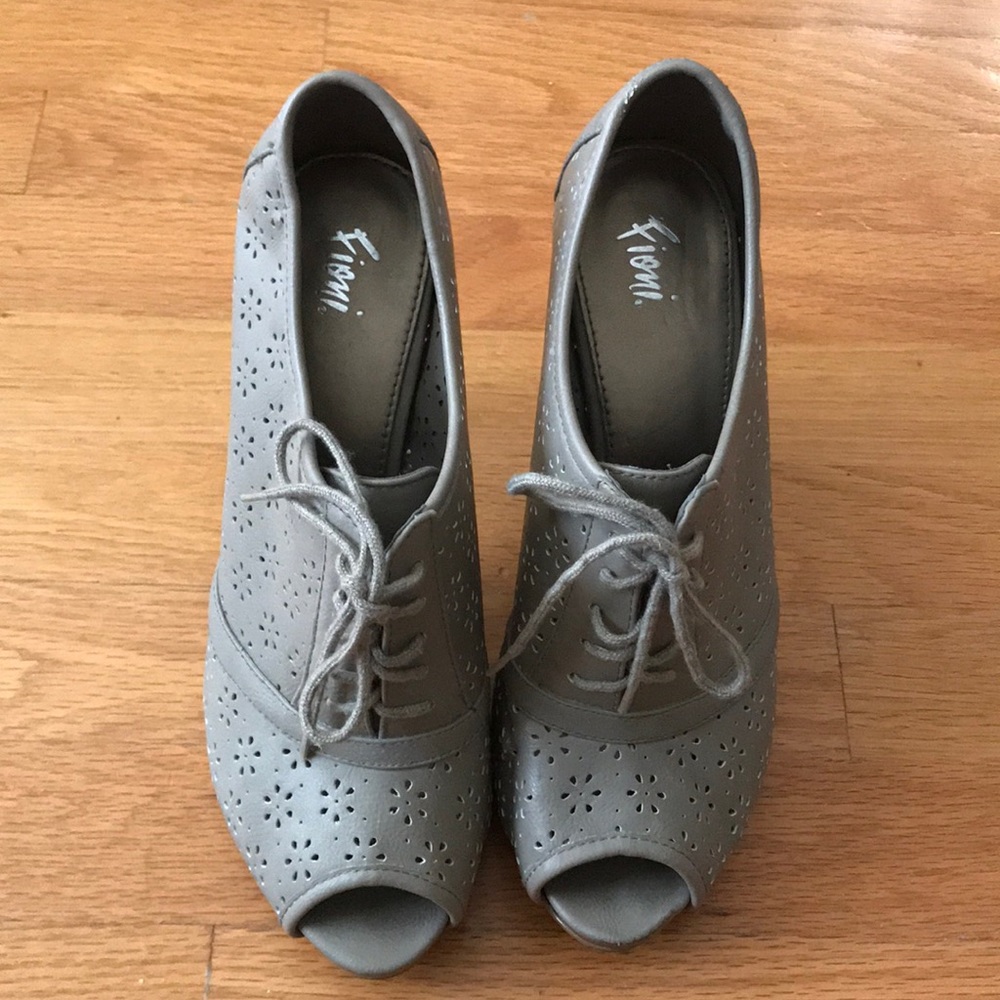 Gray Open Toe Heels